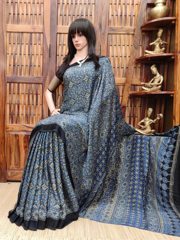 Aaditri - Ajrakh Modal Silk Saree