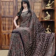 Aamodini - Ajrakh Modal Silk Saree
