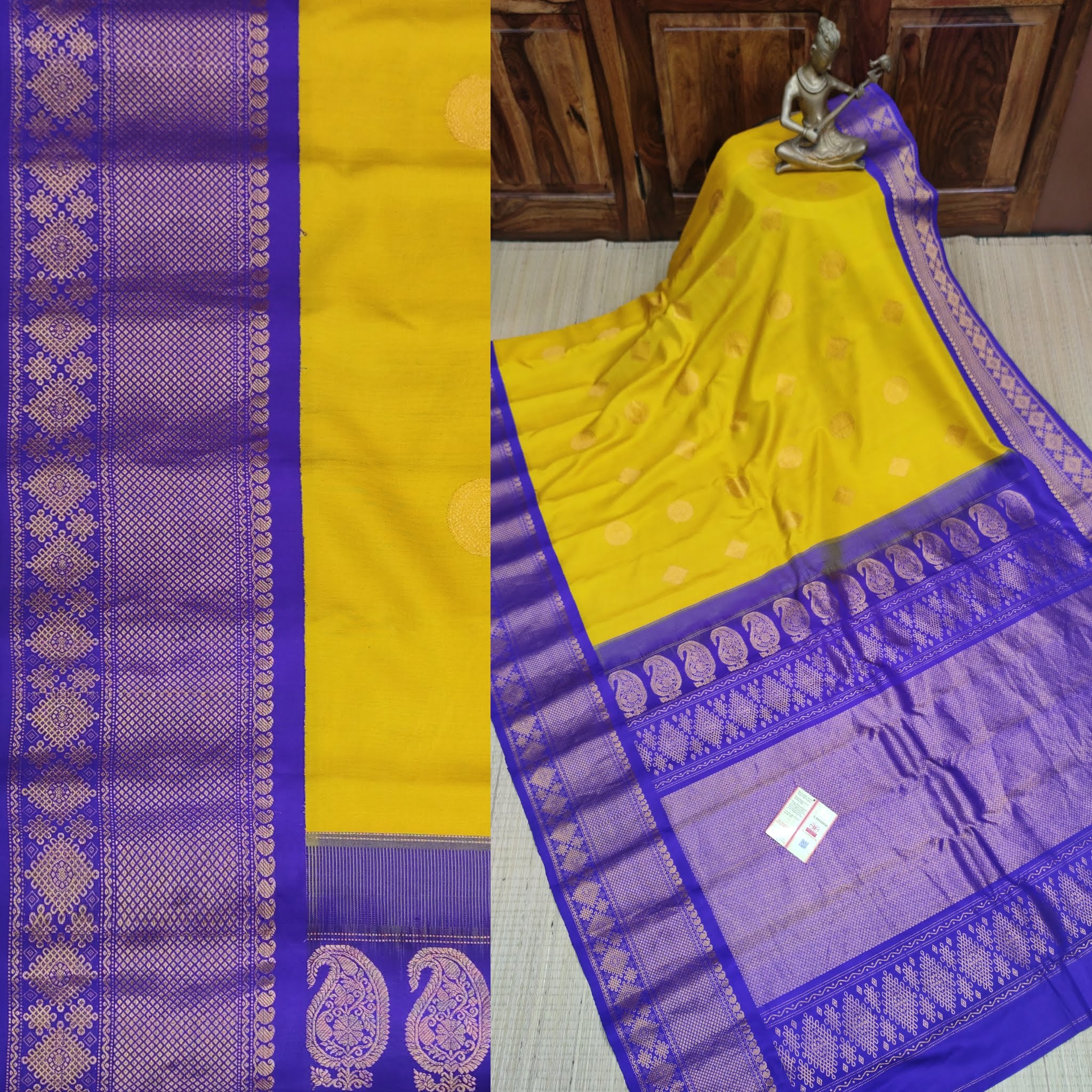 Gadwal Silk sarees | gadwal silk saree with kanchi border saree design  online from weavers | GDWP0000531